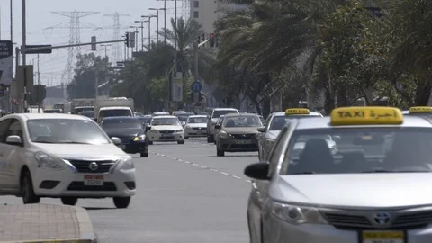 Abu Dhabi moving traffic and cars Stock Footage 93342001