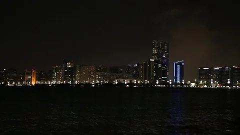 Abu Dhabi night view of skyline Stock-Footage 128933706