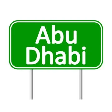Abu Dhabi road sign. Illustrazione stock