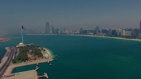 Abu Dhabi skyline landscape aerial Stock Footage 74502497