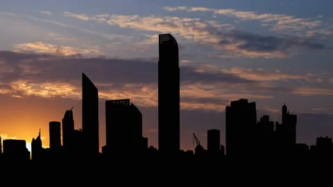Abu Dhabi Skyline at Sunrise, Time Lapse with Colorful Sky, United Arab Emirates Stock Footage 153112082