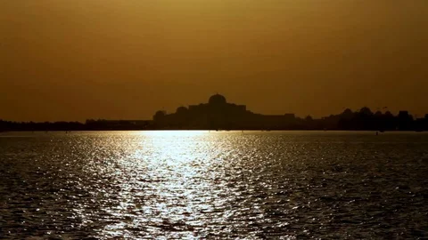 Abu Dhabi sun set with general view Stock Footage 128932593