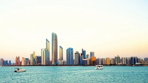 Abu Dhabi Timelapse at Sunset Stock Footage 116803055