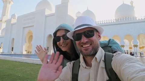 Abu dhabi, UAE - 16th april - 2025: Portrait smiley young happy caucasian c.. Vidéo 308646398