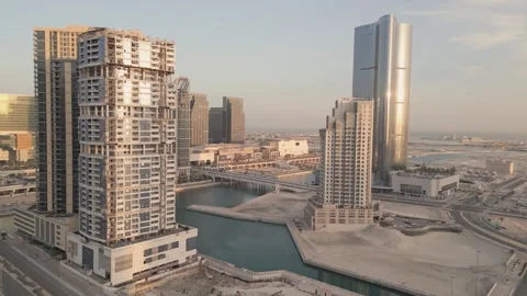 Abu Dhabi, UAE - 25th april, 2025: aerial view Apartment and business compl.. Stock Footage 334224125