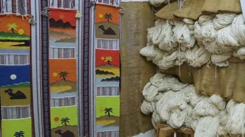 Abu dhabi, UAE - 27th april, 2025: weaving workshop in emirati heritage vil.. Stock Footage 308726726