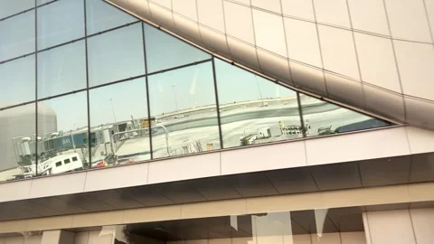Abu dhabi, UAE - 28th april, 2025: shuttle bus window view bus ride in Abu .. Stock Footage 308478491