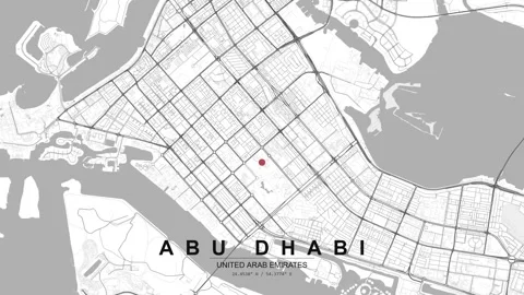 Abu Dhabi UAE city map with red location pin marker Stock Footage 333449937