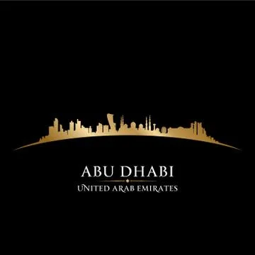 Abu dhabi uae city skyline silhouette black background Stock Illustration