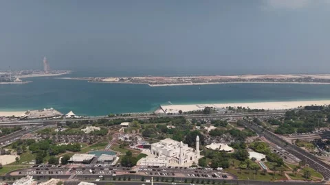Abu Dhabi - UAE Corniche City Break Water Urban Sea Beautiful Drone Footage Stock Footage 309082681