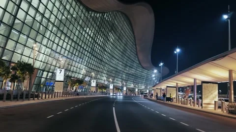 Abu Dhabi, Uae - Jan 05, 2025: Modern Zayed airport terminal in Abu Dhabi at  Stock Footage 303674159