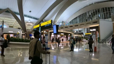 Abu Dhabi, UAE - January 8, 2025 - the departure area of Abu Dhabi Airport Stock Footage 302287032
