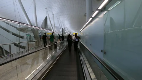 Abu Dhabi, UAE - January 8, 2025 - the departure area of Abu Dhabi Airport Stock Footage 302720929