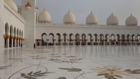 Abu Dhabi, UAE - March 31. 2019. Floor with floral patterns in Sheikh Zayd Grand Stock Footage 106121743