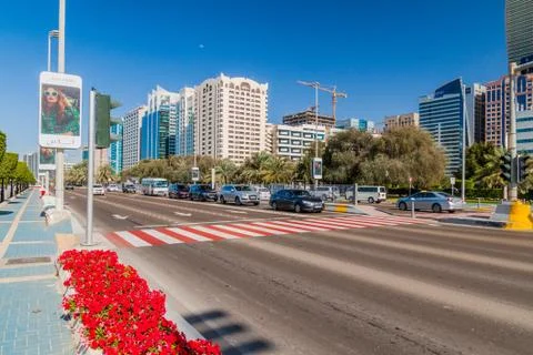 ABU DHABI, UAE - MARCH 7, 2017: View of Corniche road in Abu Dhabi Stock Photos