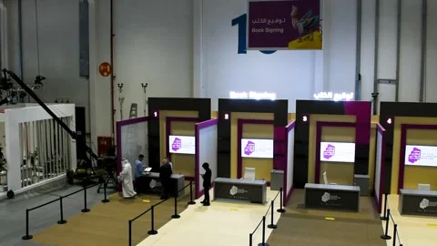 Abu Dhabi, UAE - May 02, 2024: Books signing corner at Abu Dhabi Book Fair 2024. Video stock 274847603