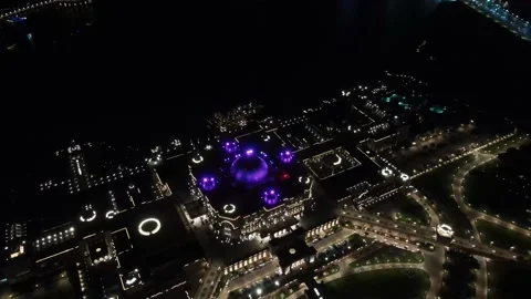 Abu Dhabi UAE Night Drone Video for Emirates Palace (Presidential Palace) Stock Footage 223251074