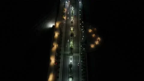 Abu Dhabi UAE Night Drone Video for Marina Bay Stock Footage 223251515