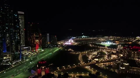 Abu Dhabi UAE Night Drone Video for Emirates Palace (Presidential Palace) Vidéo 223251928