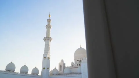 Abu Dhabi, UAE - Sheikh Zayed Mosque by Sunset Stock Footage 140792157