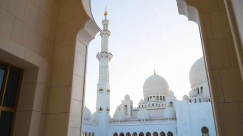 Abu Dhabi, UAE - Sheikh Zayed Mosque by Sunset Stock Footage 140792455