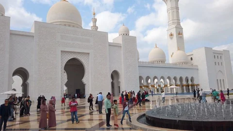 Abu Dhabi, United Arab Emirates - February 20, 2020: Sheikh Zayed Grand Mosqu Stock Footage