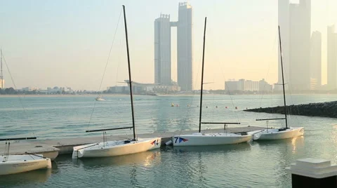 Abu Dhabi view with sailboat 5 Stock Footage 45896654
