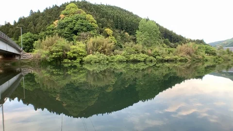 Abu river with spring mountain wide angle shot Stock Footage 107814862