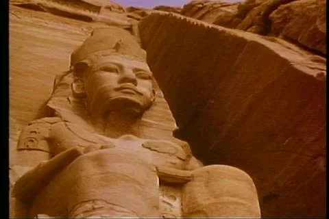 ABU SIMBEL, EGYPT, 1977, The Temples of Abu Simbel, one figure, medium shot Видео 10740286