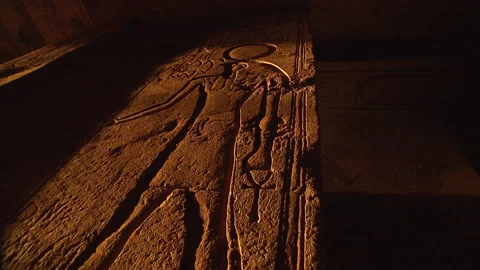 Abu Simbel Hieroglyphs on column Stock Footage 136567482