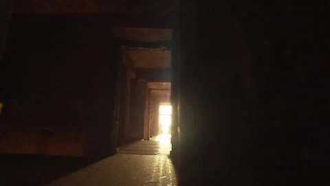 Abu Simbel interior dark hallway Stock Footage 136567487