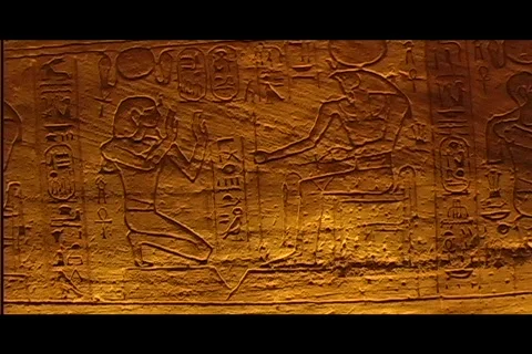 Abu simbel interior heiroglyphs Video stock 591568