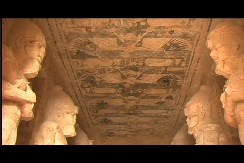 Abu simbel interior pan down Stock Footage 591565