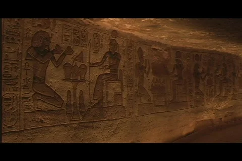 Abu simbel interior room pan Video stock 591563