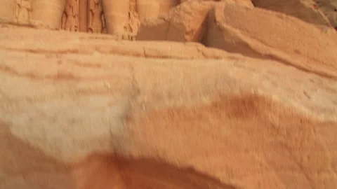 Abu Simbel Main Temple Camera Handheld Upwards Stock Footage 136897799