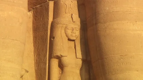 Abu Simbel Main Temple Outside Statue Stock Footage 136897300