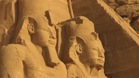 Abu Simbel Main Temple Outside Two Statues Stock Footage 136897466