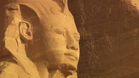 Abu Simbel Main Temple Outside Statue Head Stock Footage 136897500