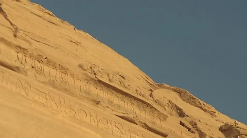 Abu Simbel Main Temple Outside Wall Hieroglyphs Stock Footage 136897515