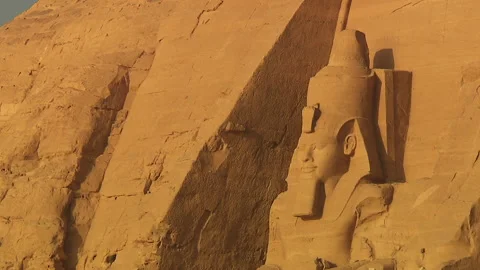 Abu Simbel Main Temple Outside Statue And Wall Stock Footage 136897527