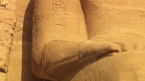 Abu Simbel Main Temple Outside Pan Statue Stock Footage 136897566