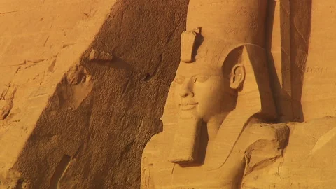 Abu Simbel Main Temple Outside Head Stock Footage 136897571