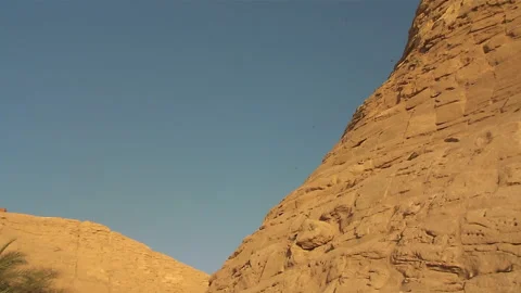 Abu Simbel Main Temple Outside Camera Pan Tripod Stock Footage 136897664