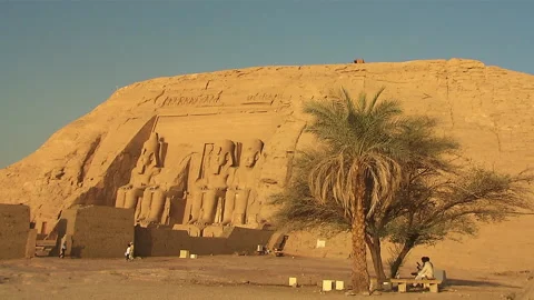 Abu Simbel Main Temple Outside Tripod Stock Footage 136897679