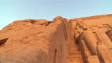 Abu Simbel Main Temple Outside Camera Pan Sideways Stock Footage 136898015