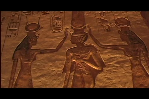Abu simbel queen temple interior heiro 03 Video stock 591551