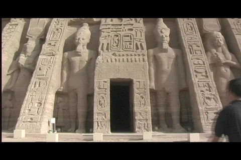 Abu simbel queen temple mike enters Stock Footage 591550