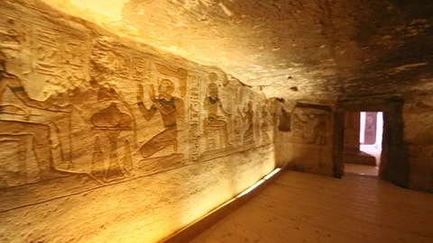 Abu Simbel room with art Stock Footage 96383086