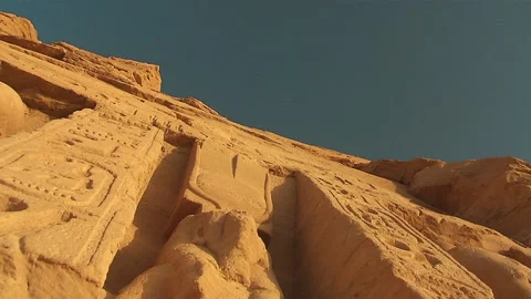 Abu Simbel Second Temple Outside Wall Close Stock Footage 136898094