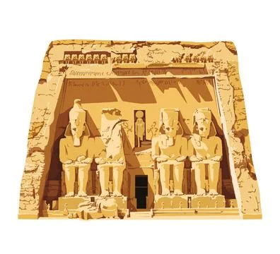 Abu Simbel Temple in Egypt isolated on white background vector illustration.. Stock Illustration